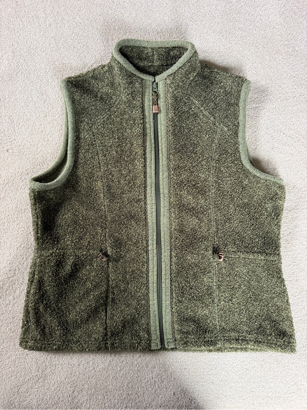 Woolrich Olive Green Women’s Fleece Zip-Up Vest